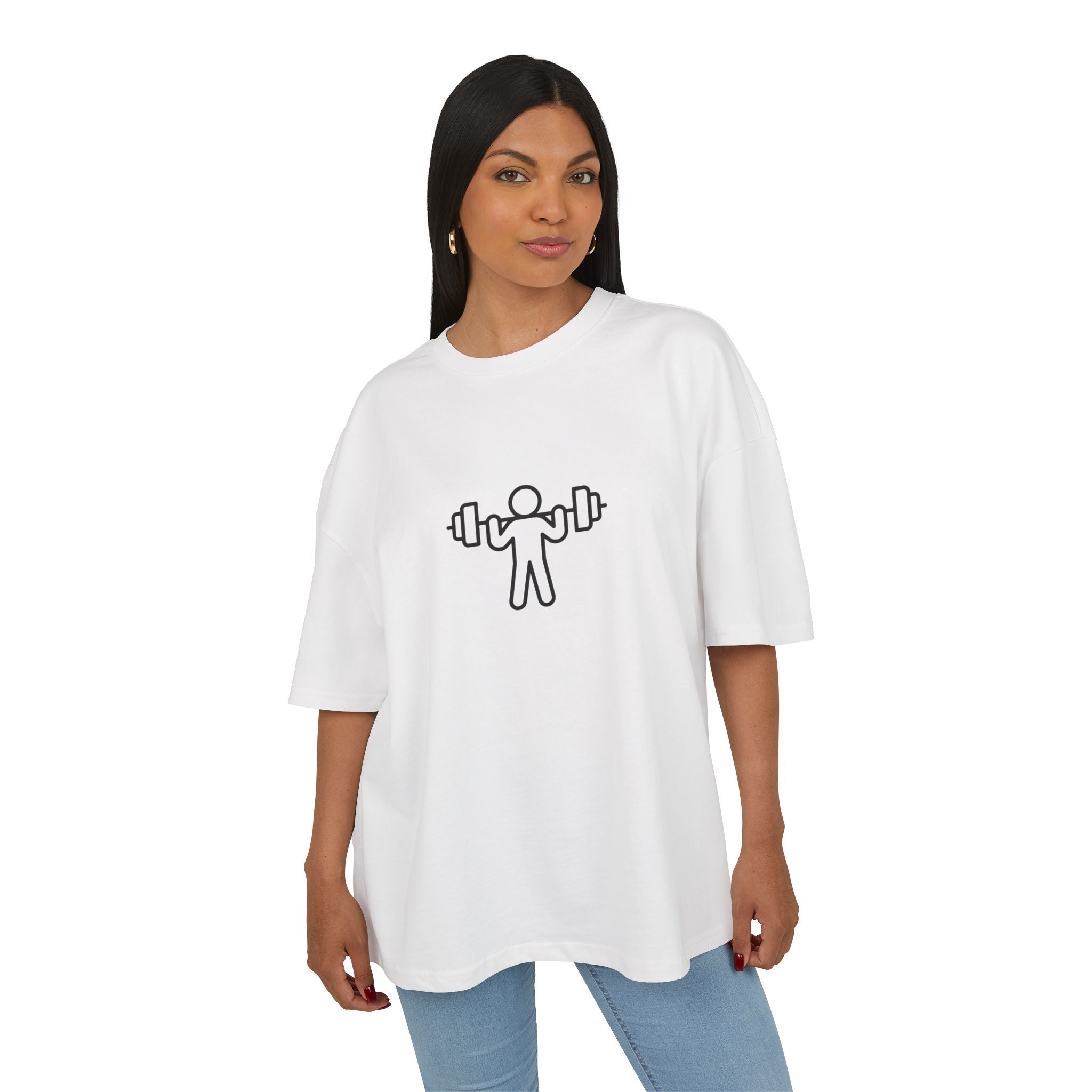 Box Tee — Minimal Barbell Graphic Front & “Walk In Like You Own It” Motivational Back Tee