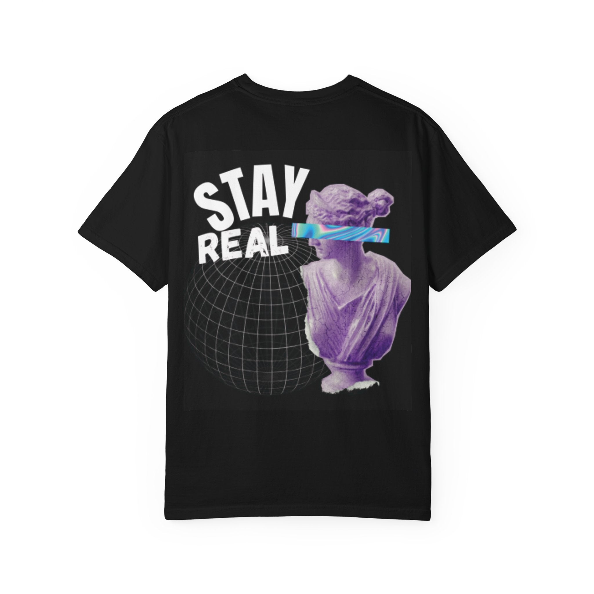 Stay Real bust graphic T-Shirt | vaporwave statue retro logo