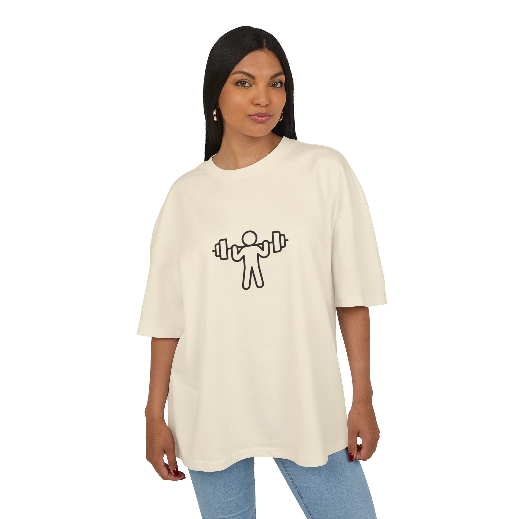 Box Tee — Minimal Barbell Graphic Front & “Walk In Like You Own It” Motivational Back Tee